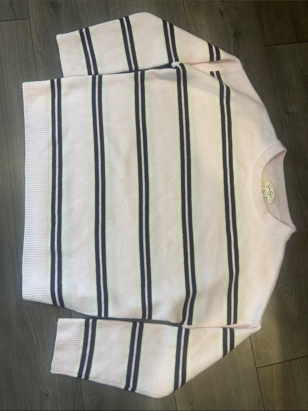 Jessica Simpson Baby Pink Burgundy Striped Knit Sweater Size L